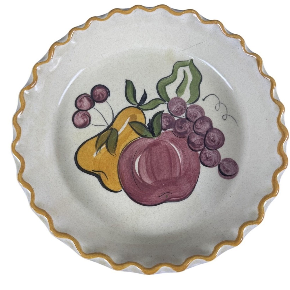 Vintage Los Angeles Potteries Beige Fruit Tapas Dish Scalloped Ovenware USA